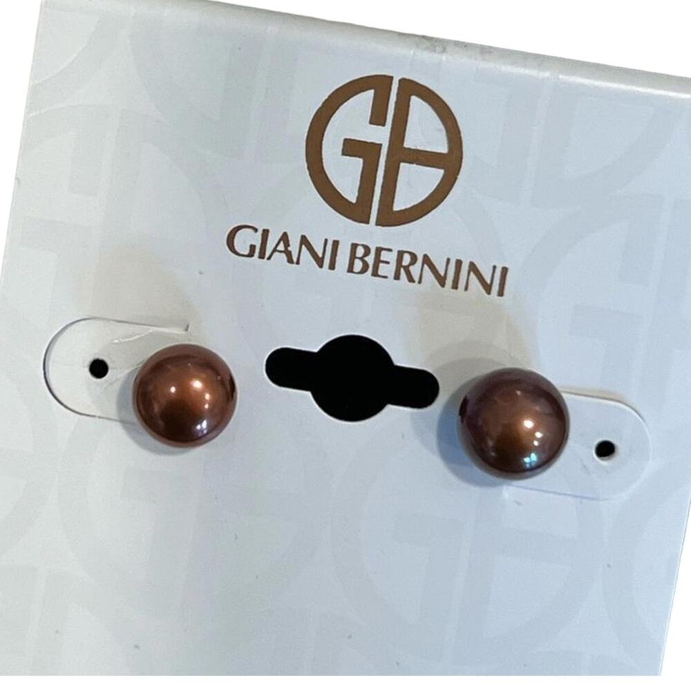 NEW Giani Bernini Sterling Silver Black Hawaiian Pearl Stud Earrings (GBXX006)